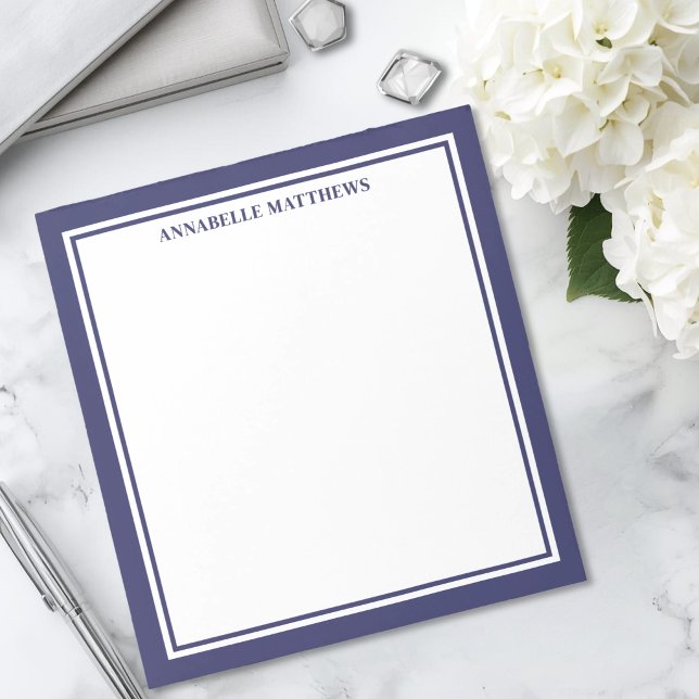 Marinblått minimalistiskt monogram anteckningsblock (Navy Blue Minimalist Monogram Notepad )