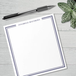 Marinblått minimalistiskt monogram anteckningsblock