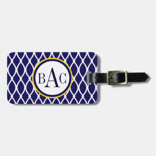 Marinblått Monogrammed Barcelona tryck Bagagebricka