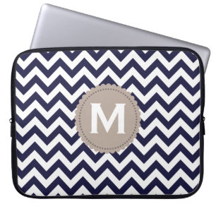 Marinblått mönster för vitMonogramsparre Laptop Fodral
