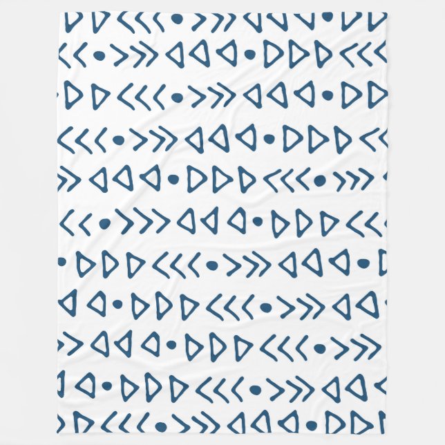 Marinblått mönster för vittriangelpil fleecefilt (Framsidan)