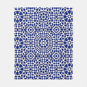 Marinblått Mosaik Geometriskt Mönster Fleecefilt