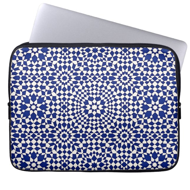 Marinblått Mosaik Geometriskt Mönster Laptop Fodral (Framsidan)