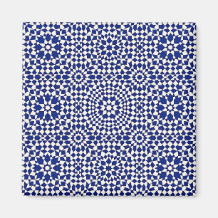 Marinblått Mosaik Geometriskt Mönster Magnet