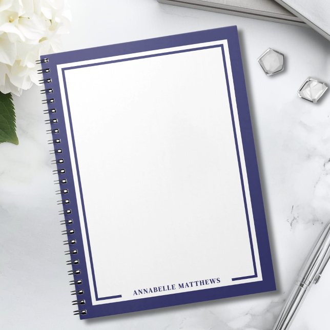 Marinblått Namnmonogram Anteckningsbok (Navy Blue Name Monogram Notebook)