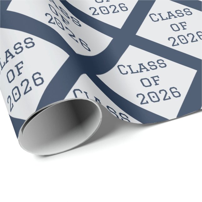 Marinblått och Grått Examenspresentpapper | 2026 Presentpapper (Rullad Hörn)