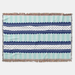 Marinblått rand- och polka dotsmönster för Aqua Filt