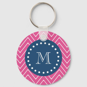 Marinblått shock rosasparre din Monogram Nyckelring