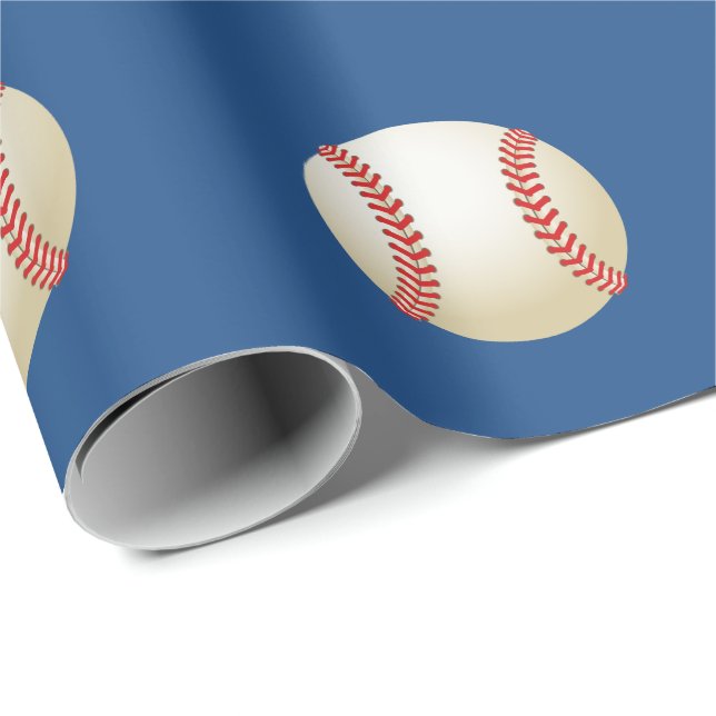 Marinblått sportbaseballtema presentpapper (Rullad Hörn)