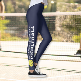 Marinblått sportigt namn för Pickleball Leggings