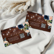 Marinblom Rustik Bröllops QR RSVP