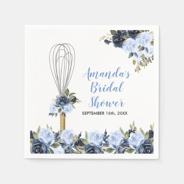 Marinblommig Bröllopsfest för den som snart ska bo Pappersservett (Framsidan)