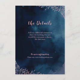 Marinblommig rustik bröllopsinsats kort