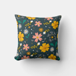 Marinblommig trädgård - fantasifull vårstil kudde