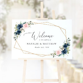 Marinblommor, Rosa blommor, Bröllop Välkommen Poster