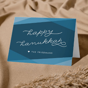 Marine Blue Geo Script Lycklig Hanukkah Helgkort
