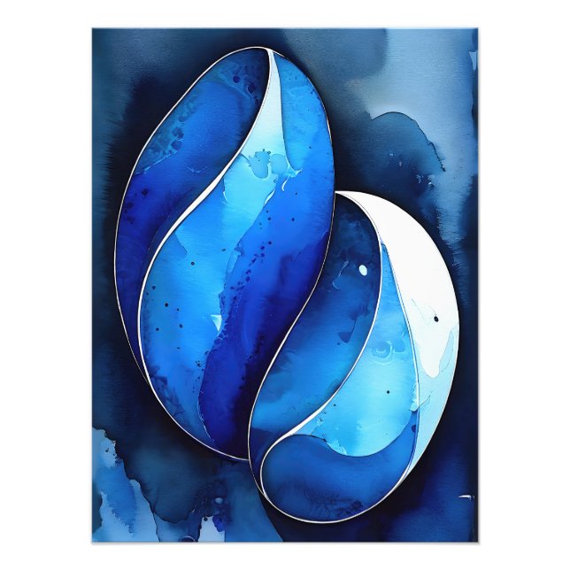 Marine Cobalt Kurvor Fototryck (Framsidan)