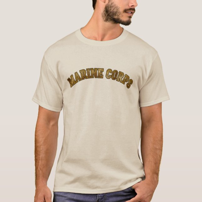"Marine Corps" bold text T Shirt (Framsida)