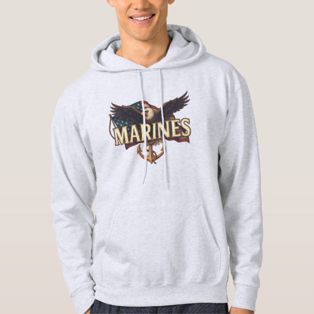 Marine Corps eagle & flag Hoodie (Framsida)