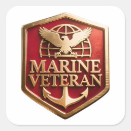 Marine Corps Veteran Logo Emblem Fyrkantigt Klistermärke