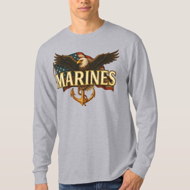 Marine Corps Veteran Logo Emblem T Shirt (Framsida)
