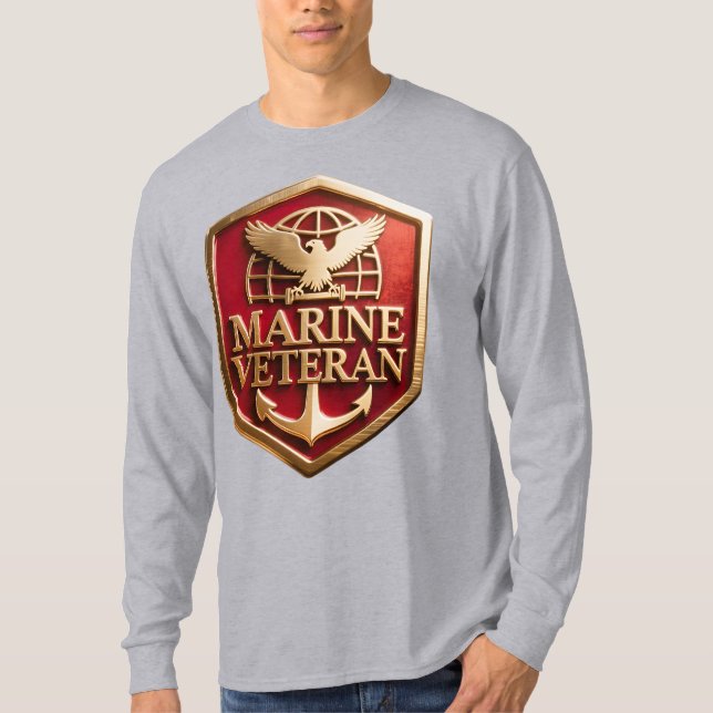 Marine Corps Veteran Logo Emblem T Shirt (Framsida)