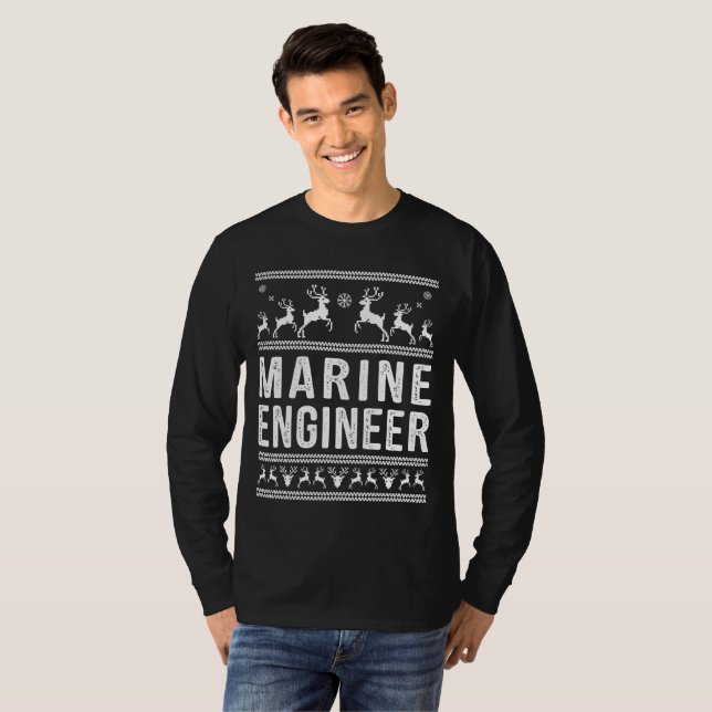 Marine Ingenjör Ugly jul Sweater T-shirt (Hel framsida)