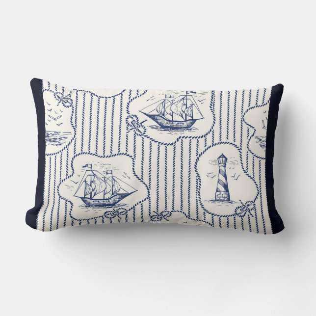 Marine Inslag Frakt Knots Marine Rand fyr Lumbarkudde (Framsida)