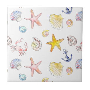 Marine Life & Anchors Kakelplatta