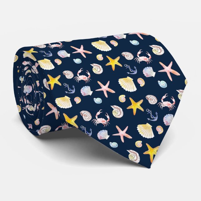 Marine Life & Anchors (Mörk) Neck Tie Slips (Rullad)