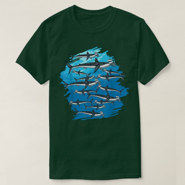 Marine Life Animal Underwater Swarm Hammerhead Sha T Shirt (Design framsida)