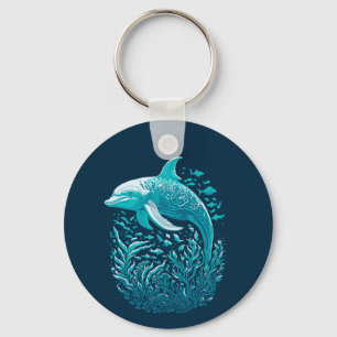 Marine Life Art Dolphin Graphics Design Nyckelring