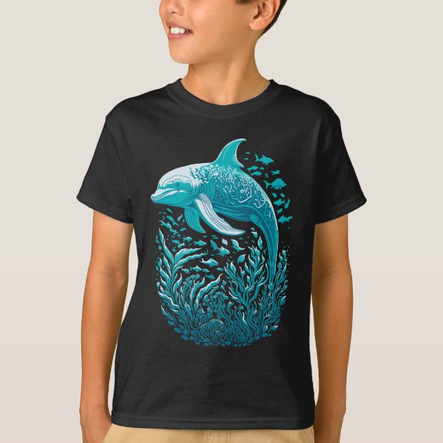 Marine Life Art | Dolphin Graphics Design T Shirt (Framsida)