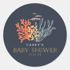Marine Life Baby Shower Runt Klistermärke