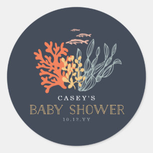 Marine Life Baby Shower Runt Klistermärke