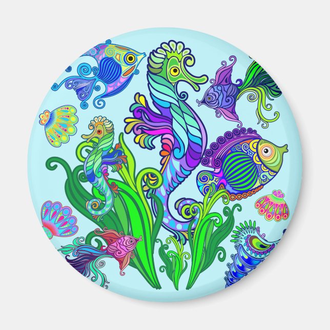 Marine Life Exotic Fishand SeaHorses Magnet (Framsidan)