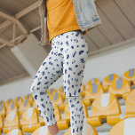 Marine Motif med sjöhästar Leggings<br><div class="desc">Marine Motif med sjöhästar,  Snäckor,  ankare och Starfish. Färg: Klassisk kombination av mörk blått på vitt.</div>