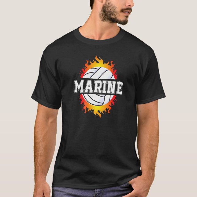 Marine Namn Volleyball Player Girls Boll och Net S T Shirt (Framsida)