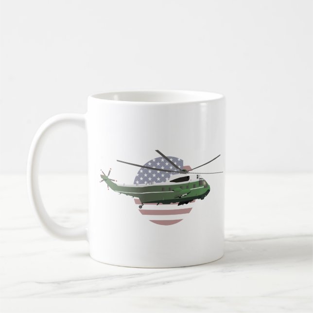 Marine One Helikopter med amerikansk Flagga Kaffemugg (Vänster)
