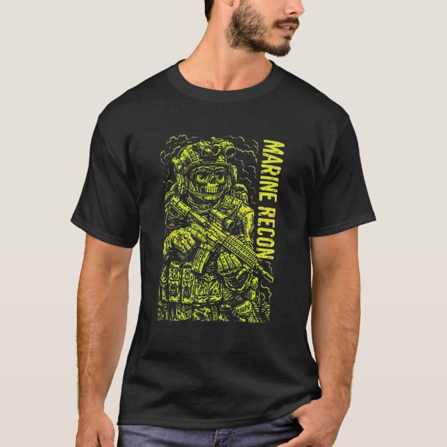 Marine Recon Tactical Horror Illustration T Shirt (Framsida)