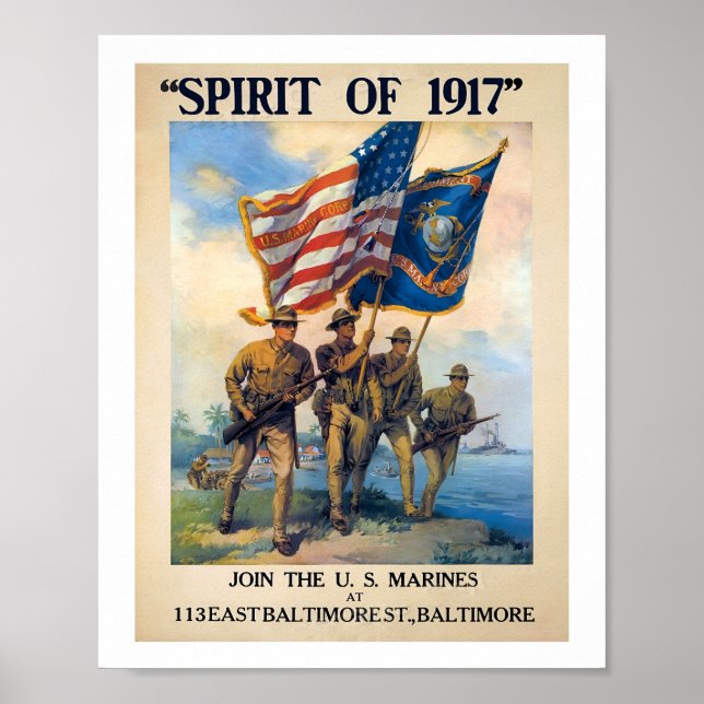 Marine Recruiting Spirit of 1917 Poster (Framsidan)