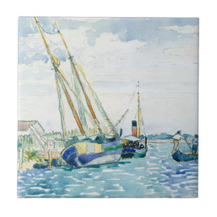 Marine Scene Boats nära Venedig Kakelplatta