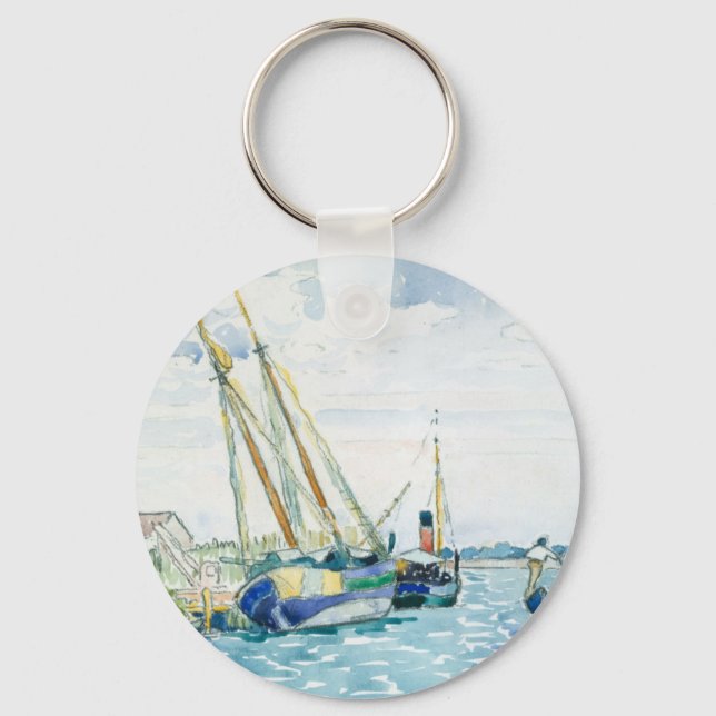 Marine Scene Boats nära Venedig Nyckelring (Framsida)