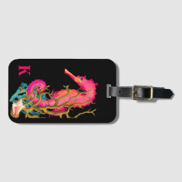 Marine Seahorse Rosa Black Modern Chic Bagagebricka