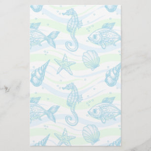 Marine Sketch Mönster Brevpapper