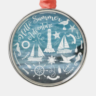 Marine Theme Nautical Inslag, sommartid Äventyr Julgransprydnad Metall