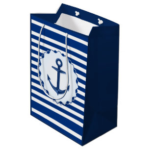 Marine Themme Blue and White Rand med Anchor