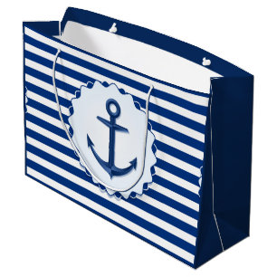Marine Themme Blue and White Rand med Anchor