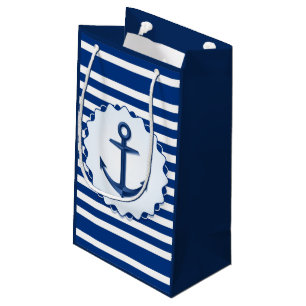 Marine Themme Blue and White Rand med Anchor   