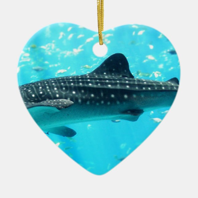 Marine Vatten Chic Snyggt Coola  Blue Whale Shark Julgransprydnad Keramik (Framsidan)